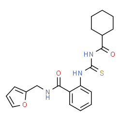 ChemSpider 2D Image | 2-{[(Cyclohexylcarbonyl)carbamothioyl]amino}-N-(2-furylmethyl)benzamide | C20H23N3O3S