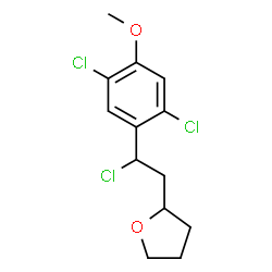 ChemSpider 2D Image | 2-[2-Chloro-2-(2,5-dichloro-4-methoxyphenyl)ethyl]tetrahydrofuran | C13H15Cl3O2