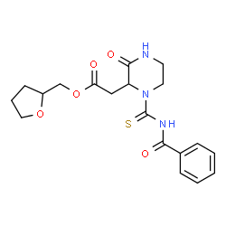 ChemSpider 2D Image | Tetrahydro-2-furanylmethyl [1-(benzoylcarbamothioyl)-3-oxo-2-piperazinyl]acetate | C19H23N3O5S