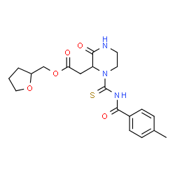 ChemSpider 2D Image | Tetrahydro-2-furanylmethyl {1-[(4-methylbenzoyl)carbamothioyl]-3-oxo-2-piperazinyl}acetate | C20H25N3O5S