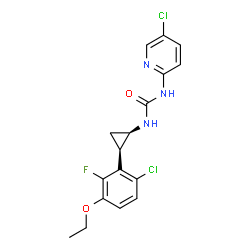 ChemSpider 2D Image | 1-[(1R,2R)-2-(6-Chloro-3-ethoxy-2-fluorophenyl)cyclopropyl]-3-(5-chloro-2-pyridinyl)urea | C17H16Cl2FN3O2