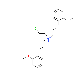 ChemSpider 2D Image | 2-Chloro-N,N-bis[2-(2-methoxyphenoxy)ethyl]ethanaminium chloride | C20H27Cl2NO4