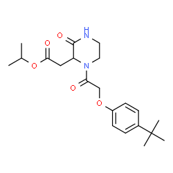 ChemSpider 2D Image | Isopropyl (1-{[4-(2-methyl-2-propanyl)phenoxy]acetyl}-3-oxo-2-piperazinyl)acetate | C21H30N2O5