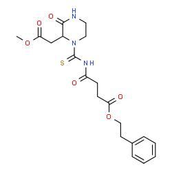 ChemSpider 2D Image | 2-Phenylethyl 4-({[2-(2-methoxy-2-oxoethyl)-3-oxo-1-piperazinyl]carbonothioyl}amino)-4-oxobutanoate | C20H25N3O6S