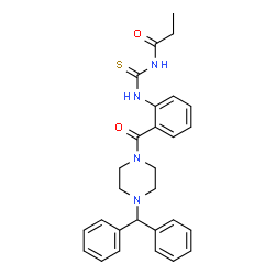 ChemSpider 2D Image | N-[(2-{[4-(Diphenylmethyl)-1-piperazinyl]carbonyl}phenyl)carbamothioyl]propanamide | C28H30N4O2S