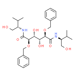 ChemSpider 2D Image | (2R,3R,4R,5R)-2,5-Bis(benzyloxy)-3,4-dihydroxy-N,N'-bis[(2S)-1-hydroxy-3-methyl-2-butanyl]hexanediamide | C30H44N2O8