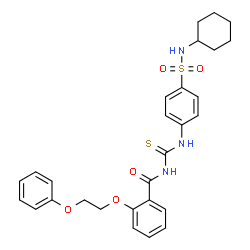 ChemSpider 2D Image | N-{[4-(Cyclohexylsulfamoyl)phenyl]carbamothioyl}-2-(2-phenoxyethoxy)benzamide | C28H31N3O5S2