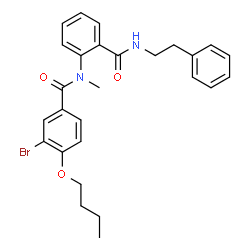 ChemSpider 2D Image | 3-Bromo-4-butoxy-N-methyl-N-{2-[(2-phenylethyl)carbamoyl]phenyl}benzamide | C27H29BrN2O3