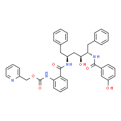 ChemSpider 2D Image | 2-Pyridinylmethyl [2-({(2S,4S,5S)-4-hydroxy-5-[(3-hydroxybenzoyl)amino]-1,6-diphenyl-2-hexanyl}carbamoyl)phenyl]carbamate | C39H38N4O6