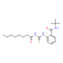 ChemSpider 2D Image | N-(2-Methyl-2-propanyl)-2-[(octanoylcarbamothioyl)amino]benzamide | C20H31N3O2S