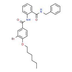 ChemSpider 2D Image | N-[2-(Benzylcarbamoyl)phenyl]-3-bromo-4-(hexyloxy)benzamide | C27H29BrN2O3