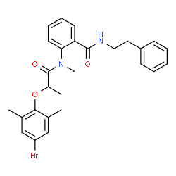 ChemSpider 2D Image | 2-{[2-(4-Bromo-2,6-dimethylphenoxy)propanoyl](methyl)amino}-N-(2-phenylethyl)benzamide | C27H29BrN2O3