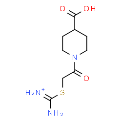 ChemSpider 2D Image | Amino{[2-(4-carboxy-1-piperidinyl)-2-oxoethyl]sulfanyl}methaniminium | C9H16N3O3S
