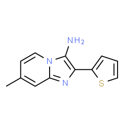 ChemSpider 2D Image | 7-methyl-2-thien-2-ylimidazo[1,2-a]pyridin-3-amine | C12H11N3S