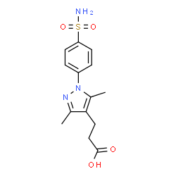 ChemSpider 2D Image | 3-[3,5-Dimethyl-1-(4-sulfamoylphenyl)-1H-pyrazol-4-yl]propanoic acid | C14H17N3O4S