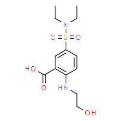 ChemSpider 2D Image | 5-(Diethylsulfamoyl)-2-[(2-hydroxyethyl)amino]benzoic acid | C13H20N2O5S