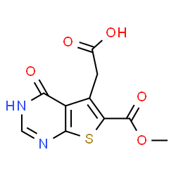 ChemSpider 2D Image | 2-[6-(methoxycarbonyl)-4-oxo-3H,4H-thieno[2,3-d]pyrimidin-5-yl]acetic acid | C10H8N2O5S