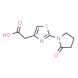 ChemSpider 2D Image | 2-(2-Oxo-1-pyrrolidinyl)-4-thiazoleacetic acid | C9H10N2O3S