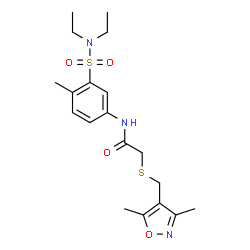ChemSpider 2D Image | N-[3-(Diethylsulfamoyl)-4-methylphenyl]-2-{[(3,5-dimethyl-1,2-oxazol-4-yl)methyl]sulfanyl}acetamide | C19H27N3O4S2