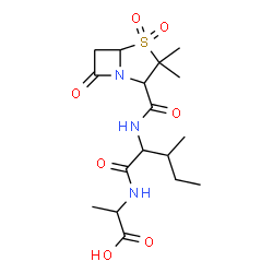 ChemSpider 2D Image | N-[(3,3-Dimethyl-4,4-dioxido-7-oxo-4-thia-1-azabicyclo[3.2.0]hept-2-yl)carbonyl]isoleucylalanine | C17H27N3O7S