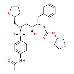 ChemSpider 2D Image | (3S)-Tetrahydro-3-furanyl [(2S,3R)-4-{[(4-acetamidophenyl)sulfonyl][(2S)-tetrahydro-2-furanylmethyl]amino}-3-hydroxy-1-phenyl-2-butanyl]carbamate | C28H37N3O8S