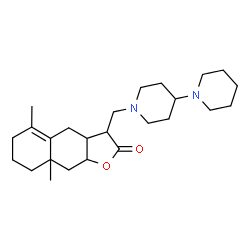 ChemSpider 2D Image | 3-(1,4'-Bipiperidin-1'-ylmethyl)-5,8a-dimethyl-3a,4,6,7,8,8a,9,9a-octahydronaphtho[2,3-b]furan-2(3H)-one | C25H40N2O2