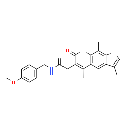 ChemSpider 2D Image | N-(4-Methoxybenzyl)-2-(3,5,9-trimethyl-7-oxo-7H-furo[3,2-g]chromen-6-yl)acetamide | C24H23NO5