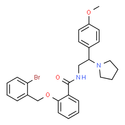 ChemSpider 2D Image | 2-[(2-Bromobenzyl)oxy]-N-[2-(4-methoxyphenyl)-2-(1-pyrrolidinyl)ethyl]benzamide | C27H29BrN2O3