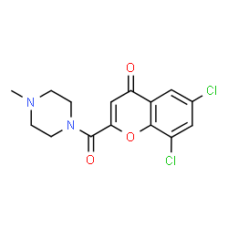ChemSpider 2D Image | 6,8-Dichloro-2-[(4-methyl-1-piperazinyl)carbonyl]-4H-chromen-4-one | C15H14Cl2N2O3