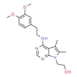 ChemSpider 2D Image | 2-(4-{[2-(3,4-Dimethoxyphenyl)ethyl]amino}-5,6-dimethyl-7H-pyrrolo[2,3-d]pyrimidin-7-yl)ethanol | C20H26N4O3