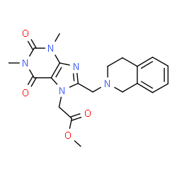 ChemSpider 2D Image | 2-[8-(3,4-dihydro-1H-isoquinolin-2-ylmethyl)-1,3-dimethyl-2,6-dioxo-7-purinyl]acetic acid methyl ester | C20H23N5O4