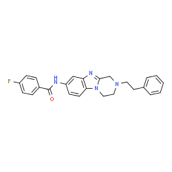 ChemSpider 2D Image | 4-Fluoro-N-[2-(2-phenylethyl)-1,2,3,4-tetrahydropyrazino[1,2-a]benzimidazol-8-yl]benzamide | C25H23FN4O