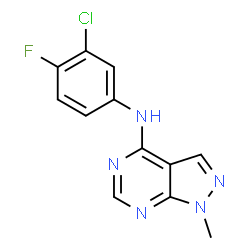 ChemSpider 2D Image | N-(3-Chloro-4-fluorophenyl)-1-methyl-1H-pyrazolo[3,4-d]pyrimidin-4-amine | C12H9ClFN5