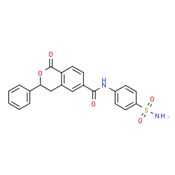 ChemSpider 2D Image | 1-Oxo-3-phenyl-N-(4-sulfamoylphenyl)-3,4-dihydro-1H-isochromene-6-carboxamide | C22H18N2O5S