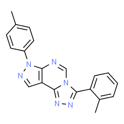 ChemSpider 2D Image | 3-(2-Methylphenyl)-7-(4-methylphenyl)-7H-pyrazolo[4,3-e][1,2,4]triazolo[4,3-c]pyrimidine | C20H16N6