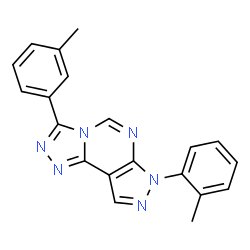 ChemSpider 2D Image | 7-(2-Methylphenyl)-3-(3-methylphenyl)-7H-pyrazolo[4,3-e][1,2,4]triazolo[4,3-c]pyrimidine | C20H16N6
