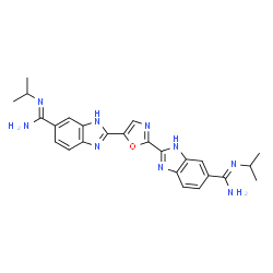 ChemSpider 2D Image | 2,2'-(1,3-Oxazole-2,5-diyl)bis(N'-isopropyl-1H-benzimidazole-6-carboximidamide) | C25H27N9O
