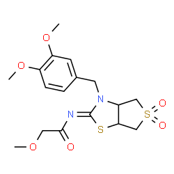 ChemSpider 2D Image | N-[(2Z)-3-(3,4-Dimethoxybenzyl)-5,5-dioxidotetrahydrothieno[3,4-d][1,3]thiazol-2(3H)-ylidene]-2-methoxyacetamide | C17H22N2O6S2