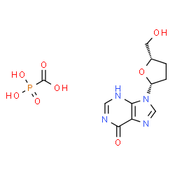 ChemSpider 2D Image | Dihydroxyphosphinecarboxylic acid oxide - 9-[(2R,5S)-5-(hydroxymethyl)tetrahydro-2-furanyl]-3,9-dihydro-6H-purin-6-one (1:1) | C11H15N4O8P