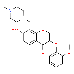 ChemSpider 2D Image | 7-Hydroxy-3-(2-methoxyphenoxy)-8-[(4-methyl-1-piperazinyl)methyl]-4H-chromen-4-one | C22H24N2O5