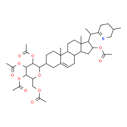ChemSpider 2D Image | 1-{16-Acetoxy-17-[1-(5-methyl-3,4,5,6-tetrahydro-2-pyridinyl)ethyl]androst-5-en-3-yl}-2,3,4,6-tetra-O-acetyl-1,5-anhydrohexitol | C43H63NO11