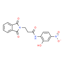 ChemSpider 2D Image | 3-(1,3-Dioxo-1,3-dihydro-2H-isoindol-2-yl)-N-(2-hydroxy-4-nitrophenyl)propanamide | C17H13N3O6