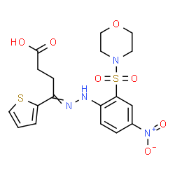 ChemSpider 2D Image | 4-{[2-(4-Morpholinylsulfonyl)-4-nitrophenyl]hydrazono}-4-(2-thienyl)butanoic acid | C18H20N4O7S2