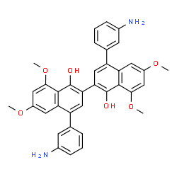 ChemSpider 2D Image | 4,4'-Bis(3-aminophenyl)-6,6',8,8'-tetramethoxy-2,2'-binaphthalene-1,1'-diol | C36H32N2O6