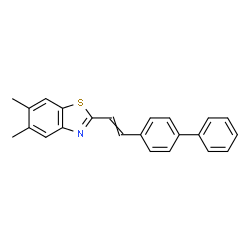 ChemSpider 2D Image | 2-[2-(4-Biphenylyl)vinyl]-5,6-dimethyl-1,3-benzothiazole | C23H19NS