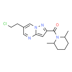 ChemSpider 2D Image | [6-(2-Chloroethyl)pyrazolo[1,5-a]pyrimidin-2-yl](2,6-dimethyl-1-piperidinyl)methanone | C16H21ClN4O