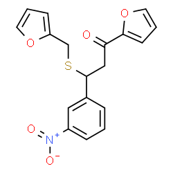 ChemSpider 2D Image | 1-(2-Furyl)-3-[(2-furylmethyl)sulfanyl]-3-(3-nitrophenyl)-1-propanone | C18H15NO5S