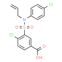 ChemSpider 2D Image | 3-[Allyl(4-chlorophenyl)sulfamoyl]-4-chlorobenzoic acid | C16H13Cl2NO4S