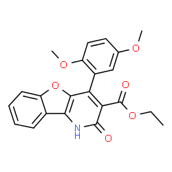 ChemSpider 2D Image | Ethyl 4-(2,5-dimethoxyphenyl)-2-oxo-1,2-dihydro[1]benzofuro[3,2-b]pyridine-3-carboxylate | C22H19NO6