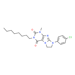ChemSpider 2D Image | 8-(4-Chlorophenyl)-1-methyl-3-octyl-7,8-dihydro-1H-imidazo[2,1-f]purine-2,4(3H,6H)-dione | C22H28ClN5O2